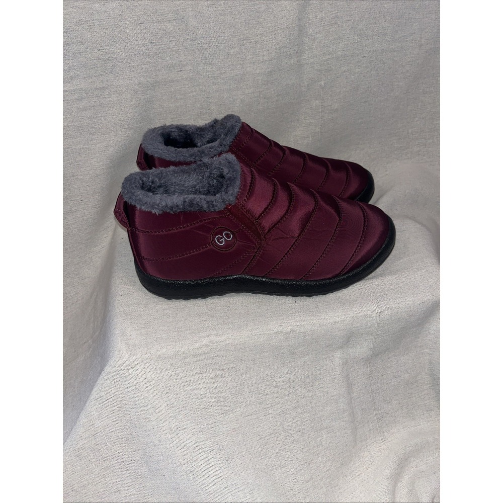 GO Women's Ankle Waterproof Faux Fur Lined Winter Snow Boots Size 44 Burgundy